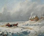 Cornelius Krieghoff Ice Road, Near Quebec oil painting reproduction